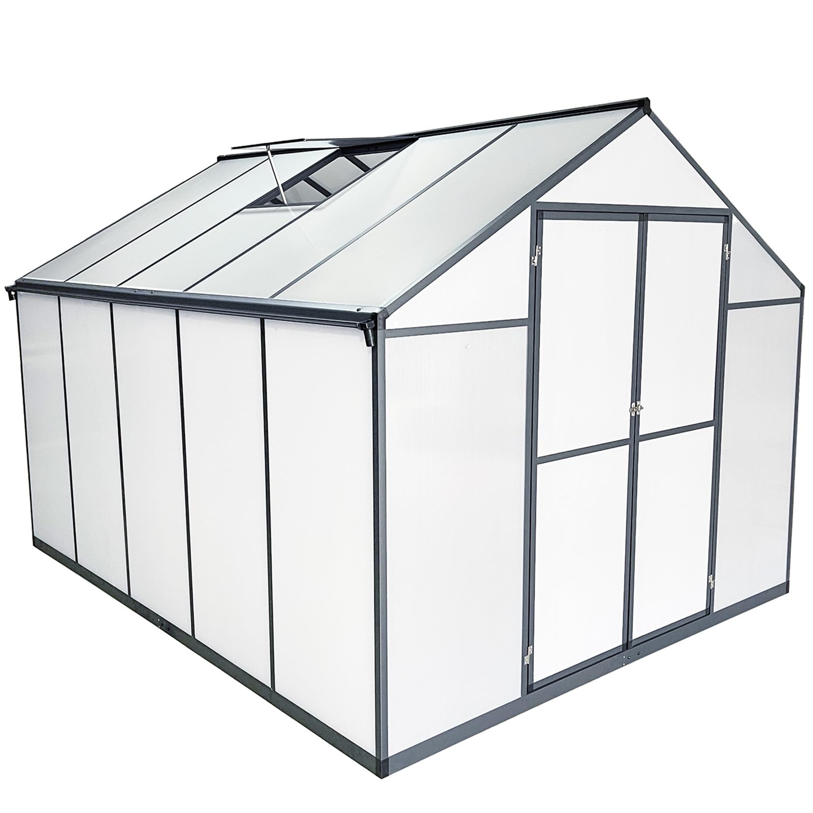 Aluminium Gewächshaus für den Garten 7,33m² inklusive 238 x 301cm Fundament Doppeltür vielseitig nutzbar als Treibhaus,Frühbeet Aufzucht,Tomatenhaus und Pflanzenhaus