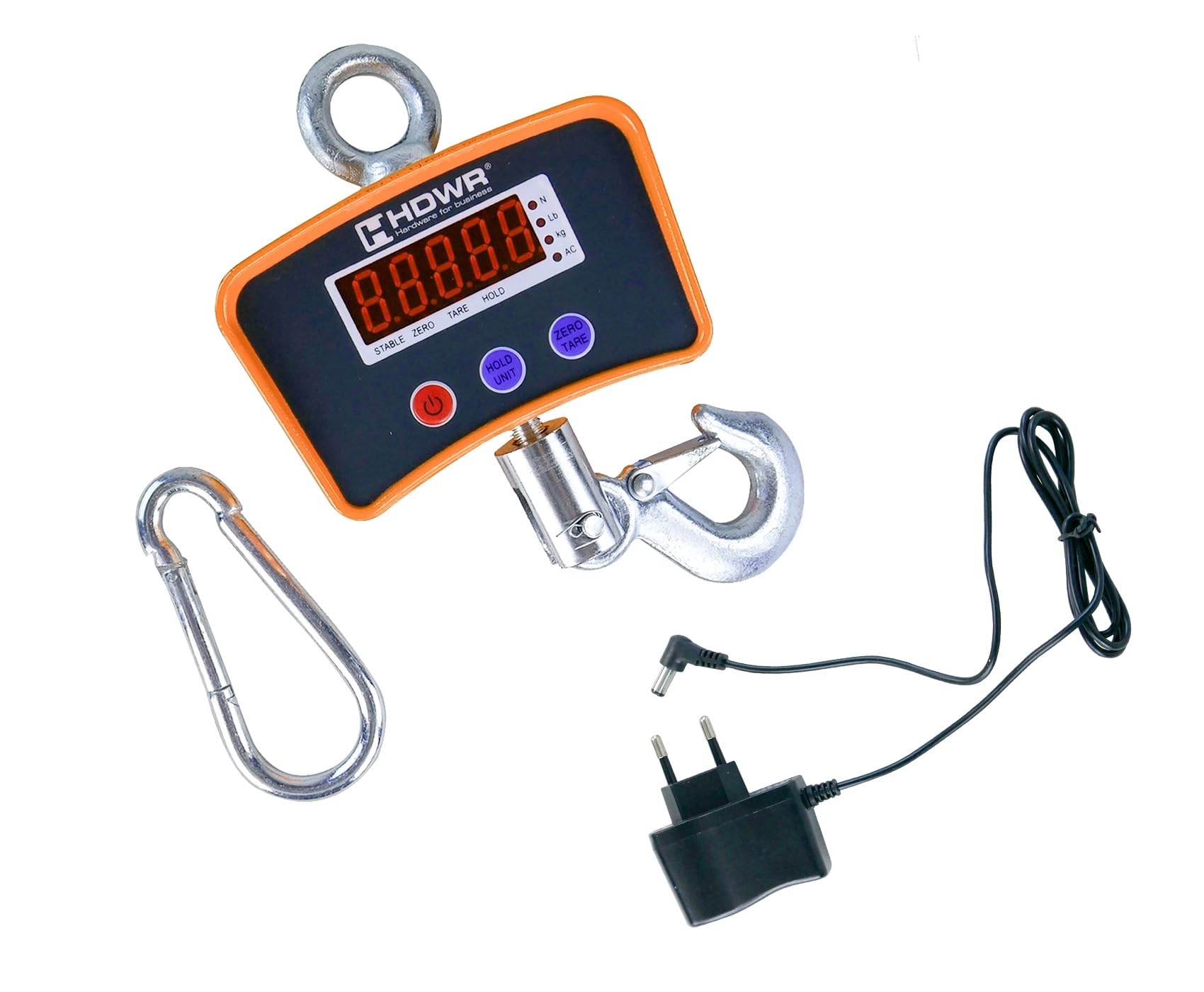 HDWR wagPRO-H1000 Bilancia a gancio 1000 kg, dinamometro digitale | Misure in chilogrammi, libbre e newton, senza fili, uso professionale e industriale