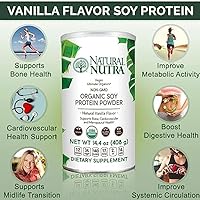 Vista 3 de Natural Nutra Polvo orgánico vegano de origen de proteína de soja a base de plantas, apoya los huesos y mejora la salud cardiovascular, sin gluten