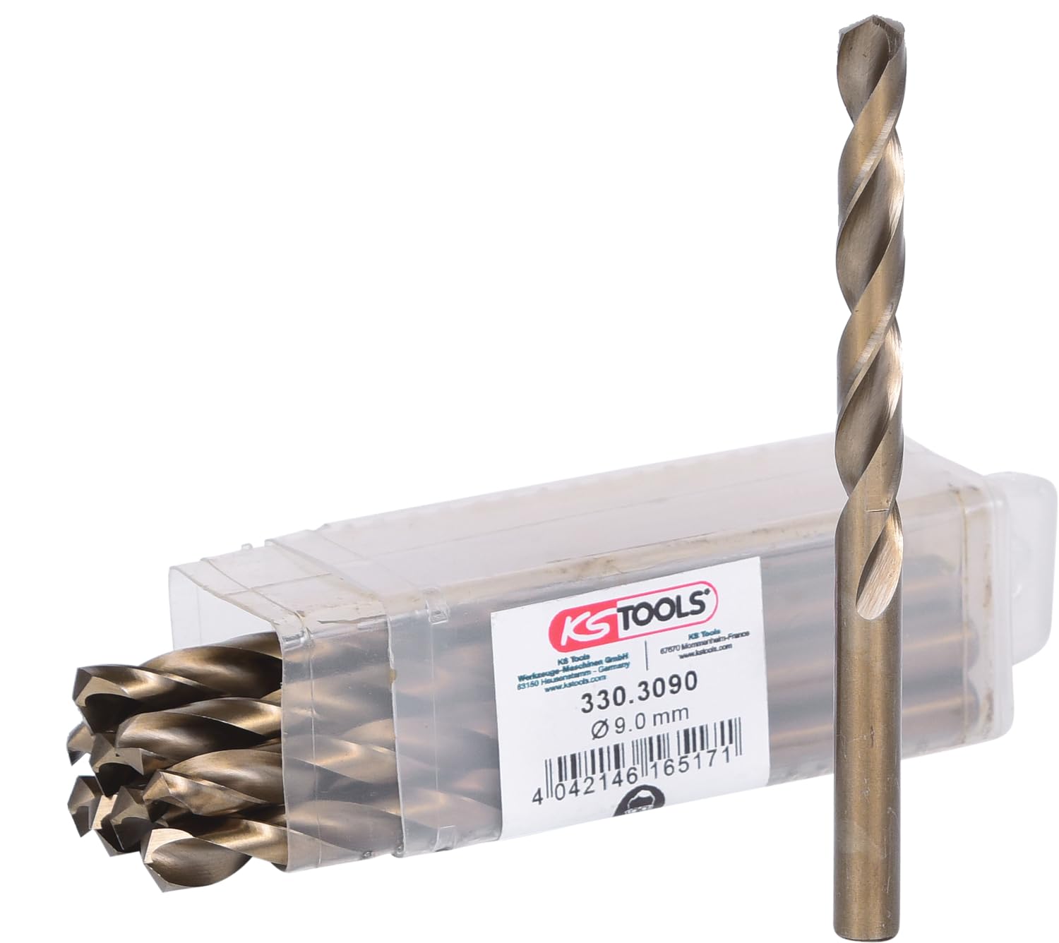 Ks Tools HSS-G 9.0mm Co 5 Twist Drill (10 Pieces), Pack of 10, 9 mm