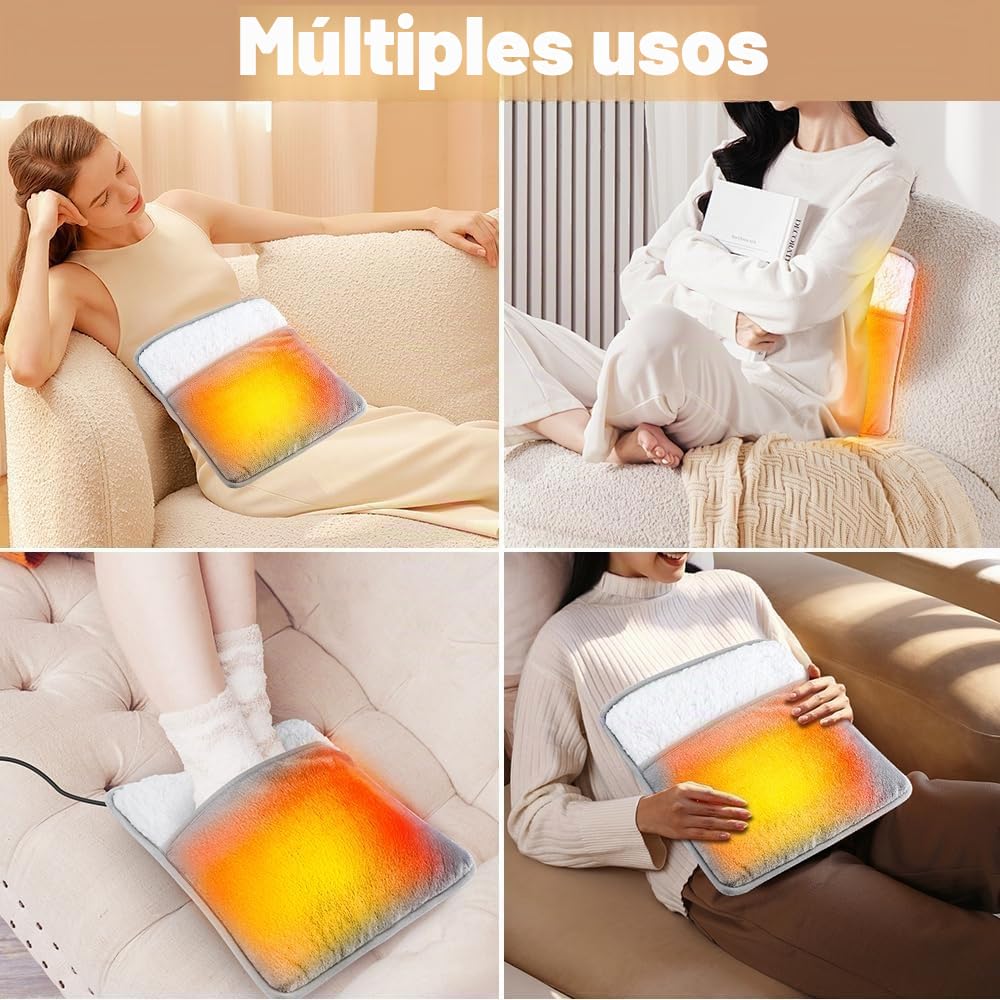 Calentador de Pies, 30 x 30cm Calienta Pies Electrico USB, Temperatura Costante di 55°C Pies Calientapiés de Calentamiento Rápid, Gris Zapatillas Eléctricas para Mujeres Hombres Invierno