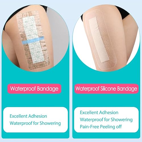 Miniatura 6 de GoToHere Vendajes de incisión de rodilla de silicona con adhesivo suave para heridas, vendaje impermeable, absorbente de cadera, barrera de agua,