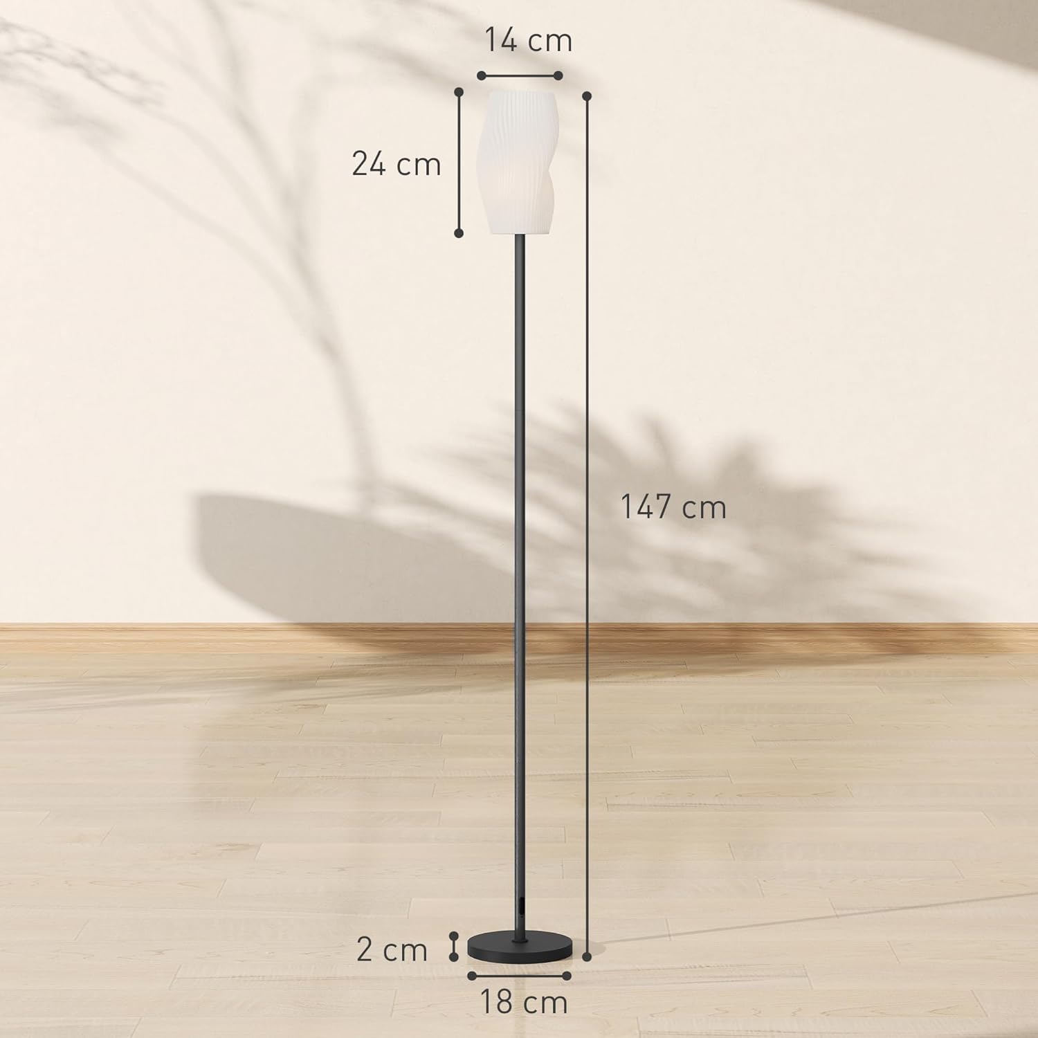 Lampa podłogowa do salonu, minimalistyczna lampa stojąca drukowana w 3D z płynnym, zakrzywionym kloszem, wysoka lampa do sypialni, biura z przełącznikiem nożnym