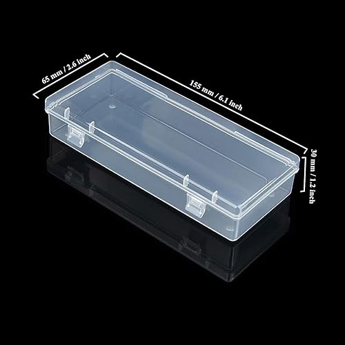 Miniatura 2 de LJY 10 contenedores rectangulares vacíos de plástico transparente con tapas con bisagras (6.1 x 2.6 x 1.2 pulgadas, transparente)