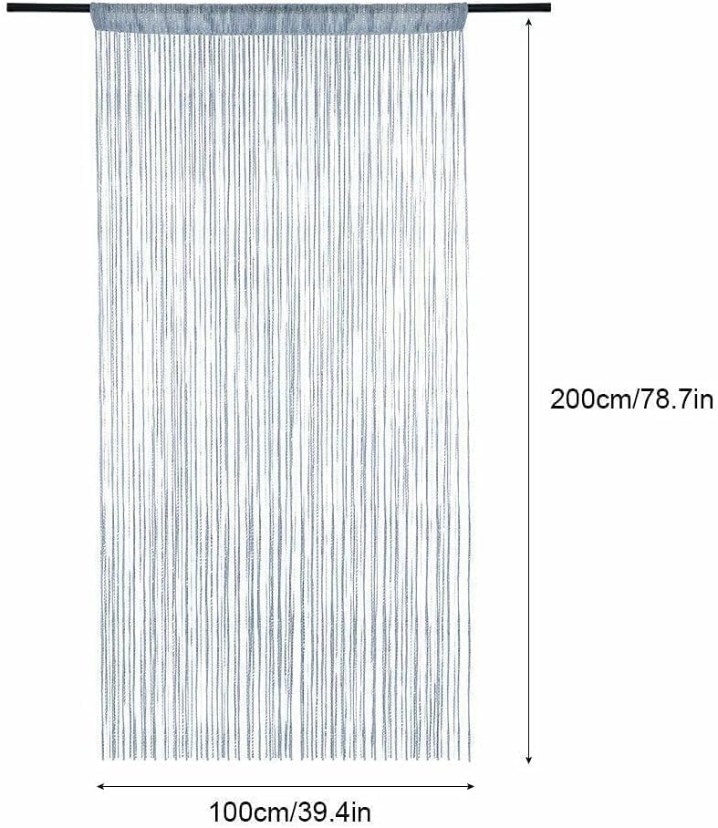 Seven-Flower String Curtain Panels Door Fly Screen Room Divider Net Hanging Glitter Curtains,Decorative Tassel Ribbon Strip Silver Screen for Living room,Bedroom,Party Events (Grey - Image 2
