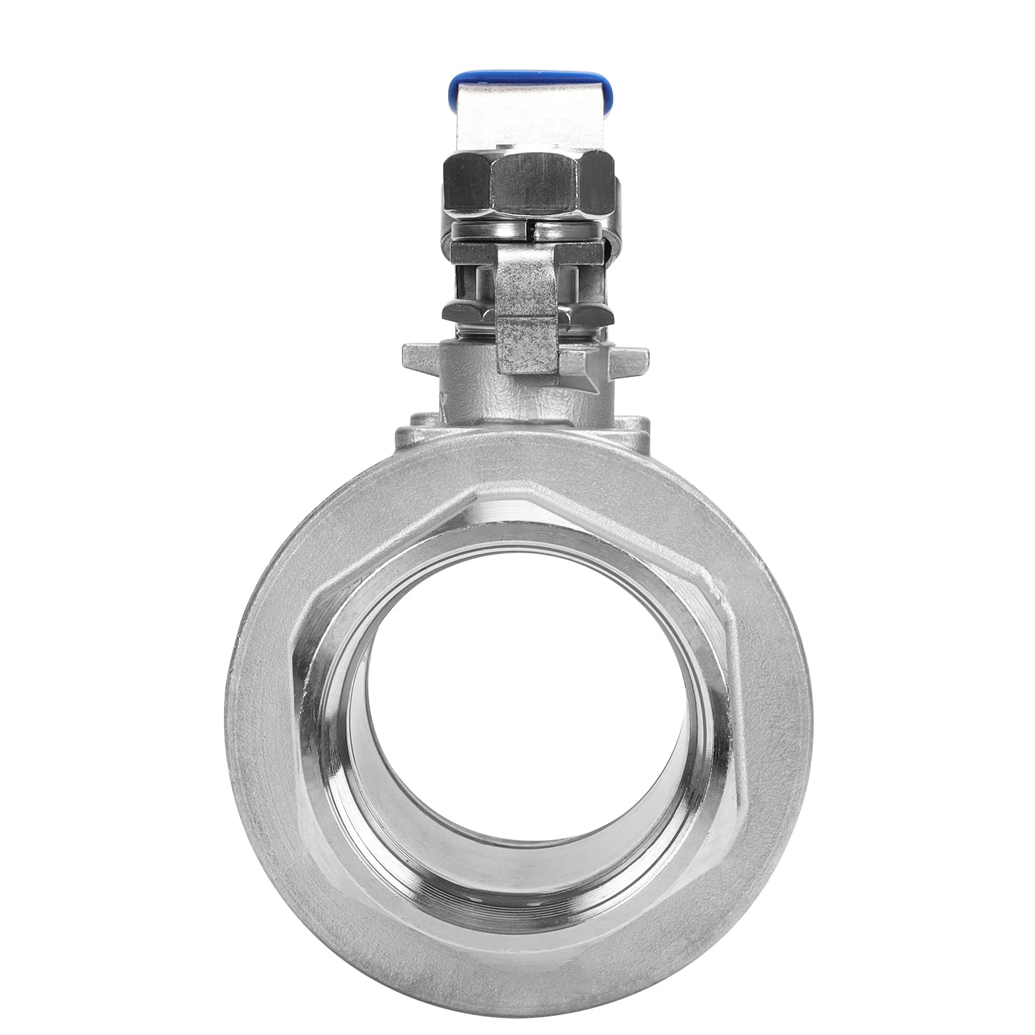 DERNORD Válvula de bola de acero inoxidable 304, 2 piezas de puerto completo resistente para WOG con dispositivo de bloqueo (2.5 pulgadas NPT)