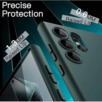 GGM GİYİM & AKSESUAR Samsung Galaxy S24 Ultra ile Uyumlu İçi Kadife Kamera Korumalı Lansman Silikon Kılıf İnce Yapılı Tam Koruma Sağlayan Kamera Korumalı Kılıf (Yeşil)