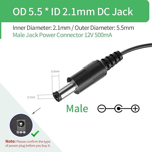 Miniatura 3 de Security-01 Paquete de 2 adaptadores de fuente de alimentación CA 100-240V a CC 12V 0.5A 0.217 in x 0.083 in, transformadores adaptadores de