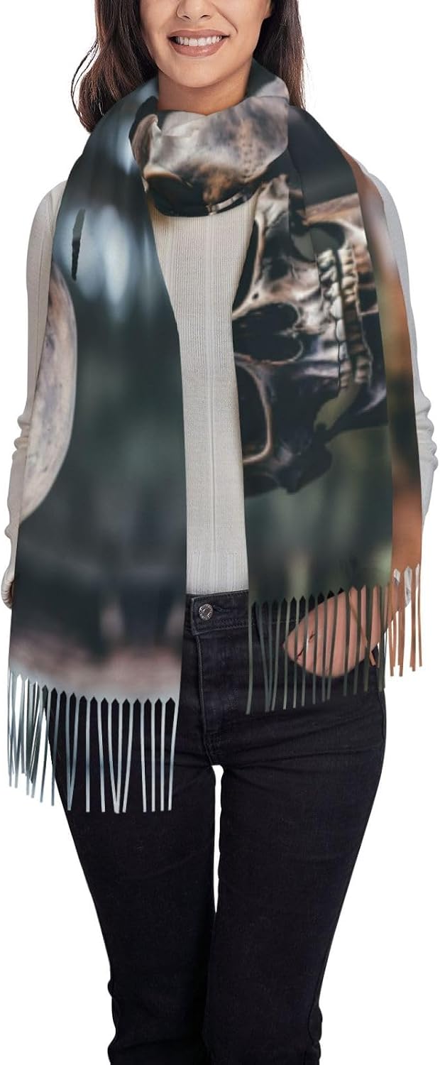 Halloween Skull Tassel scarf wraps women's shawl wraps men's scarf comfortably warmth costume