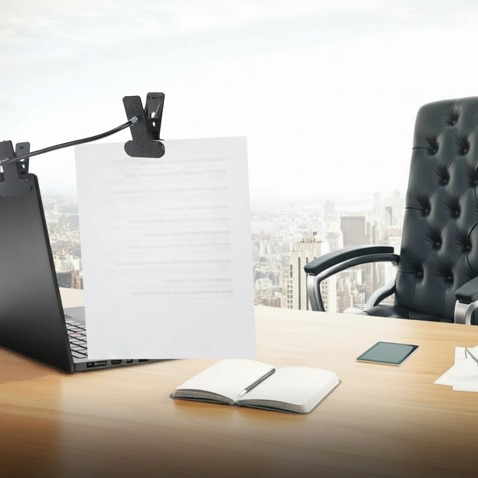 Dokumentenhalter zum Tippen, Laptops und Monitore, zum Anklemmen, Papierhalter, Kopierhalter, Dokumentenständer zum Schreiben, kompakter Bürobedarf, schwarz, 2 Stück