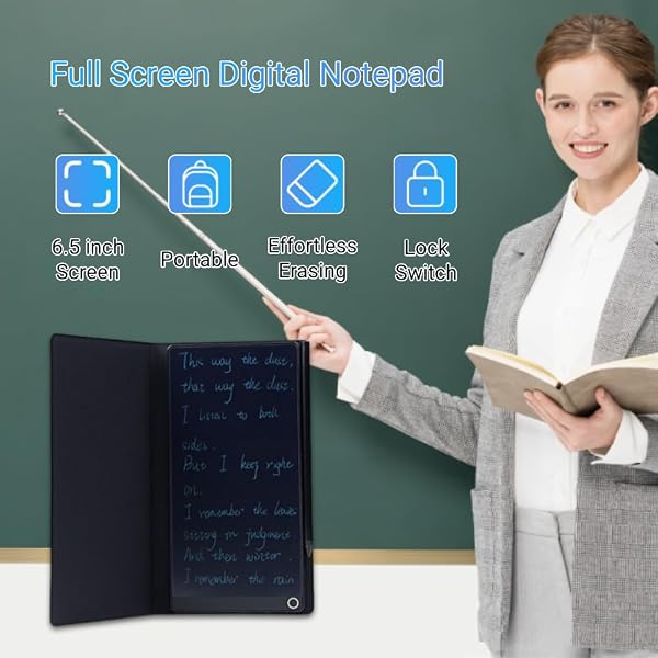 LCD Writing Tablet for Adults, 6.5 Inch Full Screen Digital Notepad, Portable Erasable Pad with Tablet Case and Pen, for Taking Notes Drawing Leaving Message - 2