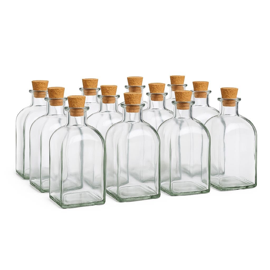 TIENDA EURASIA - Botella de Cristal Frasca - Pack 24 Frascos de Vidrio con Tapon de Corcho - Transparente - Disponible en Varias Medidas (125 ml / 24 uds) — view 9