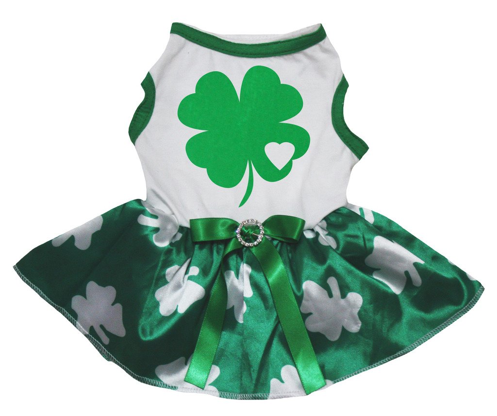Robe de créateur pour chien motif trèfle Saint-Patrick aux finitions haut de gamme