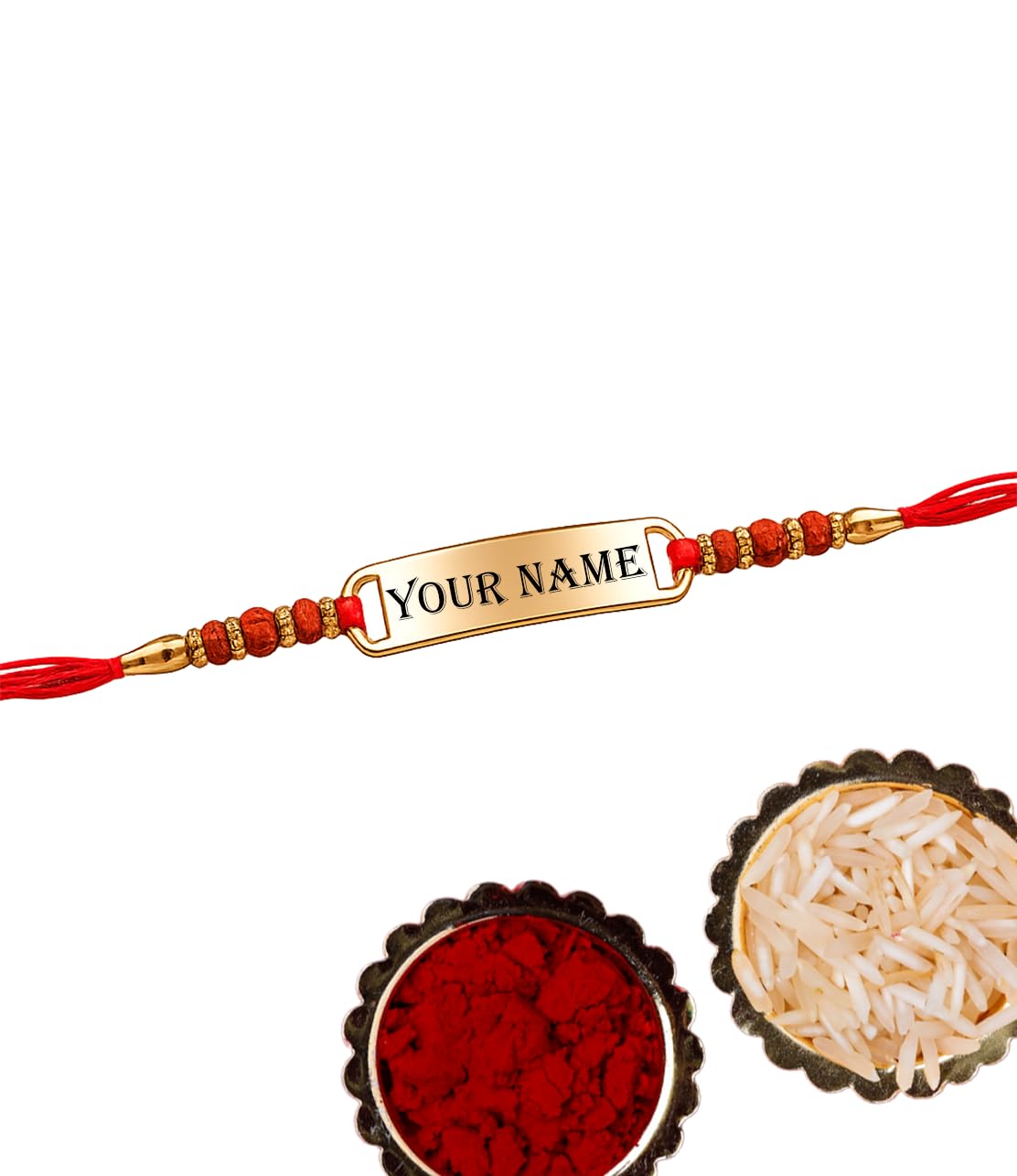 Personalised Name Rakhi For Brother with Nameplate, Red Thread Traditional Raksha Bandhan | Best & Trendy rakhi for bhai | Customized name on Rakhi for Rakshabandhan-image-18