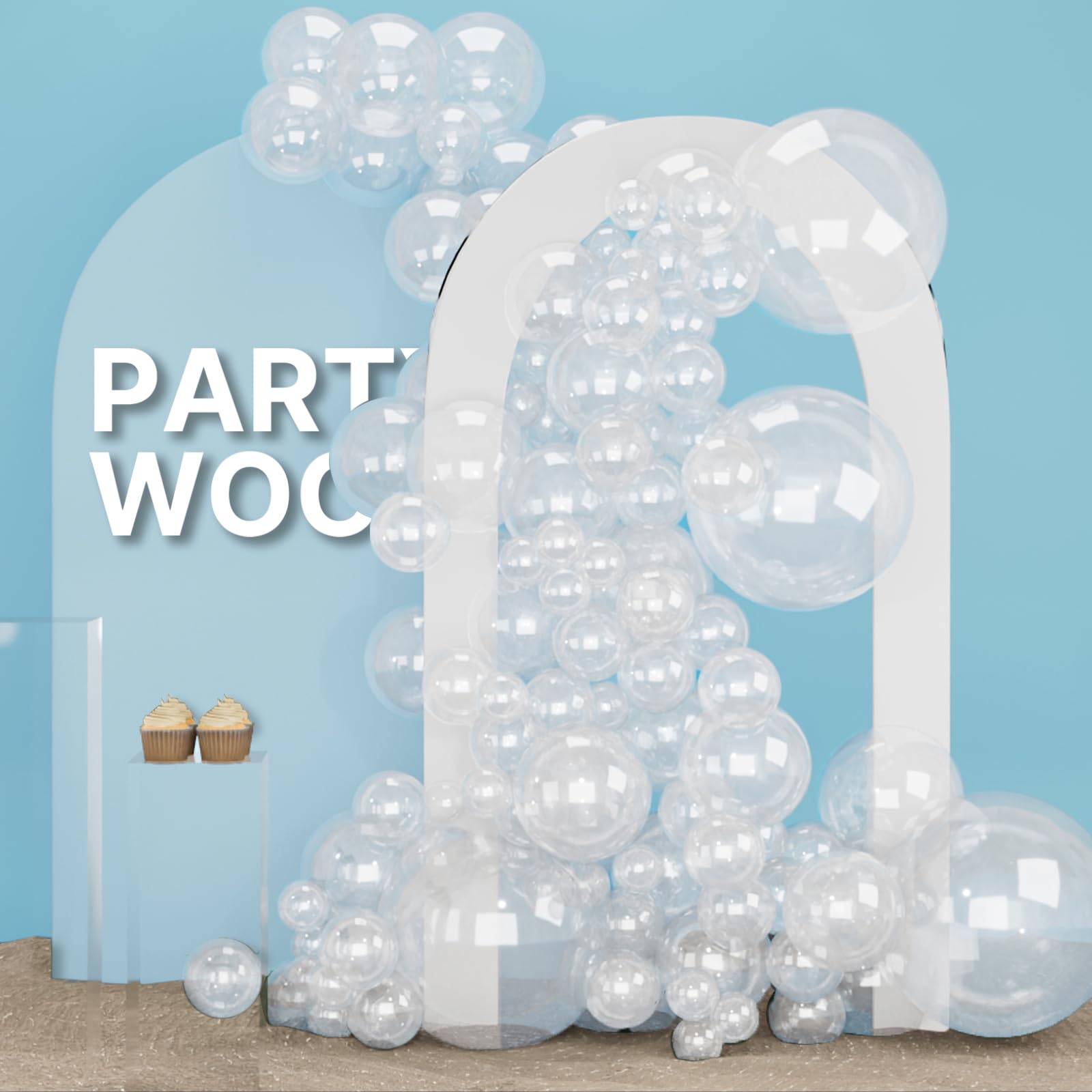 PartyWoo Clear Balloons 155pcs Different Sizes of 18 12 10 5 Inch Transparent Balloon Arch Kit for Graduation Wedding Baby Shower Bridal Shower