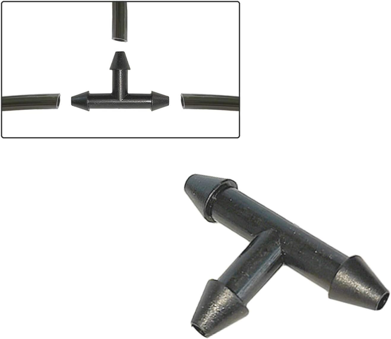 ガーデニング灌漑ドリッパー500個 3/5mm 有刺鉄線Tジョイント水パイプアダプター 温室用水パイプ プラスチックティー ガーデン