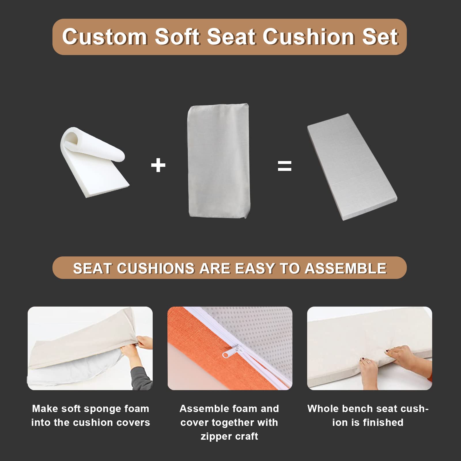 Coussin De Banc Sur Mesure 140x45 Cm – Polaire Doux Circulaire Dark Orange, Antidérapant Et Lavable, Style Intérieur Chic