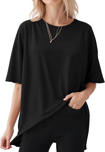 ALGALAROUND T-Shirts for Women Oversize Crew Neck Short Sleeve Oversized T-Shirts Loose Fit Summer Basic Casual Womens Tops for Ladies Going Out