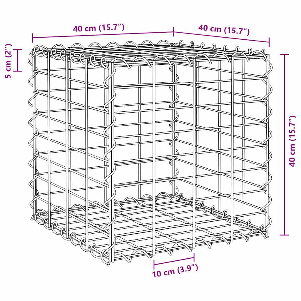 vidaXL Lit Surélevé Cube à Gabion Jardinière Surélevée de Fleurs Plantes Panier à Pierres Jardin Terrasse Extérieur Fil d'acier 40x40x40 cm