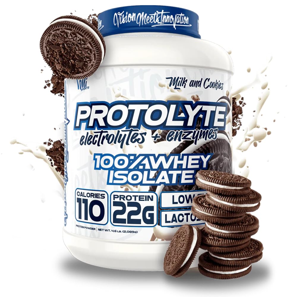 VMI Sports | ProtoLyte Whey Isolate Protein Powder | Low Calorie Whey for Weight Loss and Muscle Gain | Digestive Enzymes | Non-GMO (4.6 lb, Milk and Cookies)