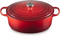 Le Creuset Signature Oval Dutch Oven 8 Qt Cerise - Enameled Cast Iron for Braising, Roasting & Baking