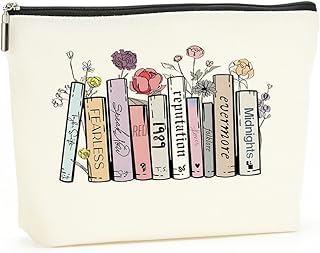 Inspired Makeup Bag Book Decor Music Lover Gifts TS Fans Singer Song Album Lyrics Gift for Women Teens Girls Friends Sister Bestie Girlfriend Wife Friendship Christmas Book Lover Gift