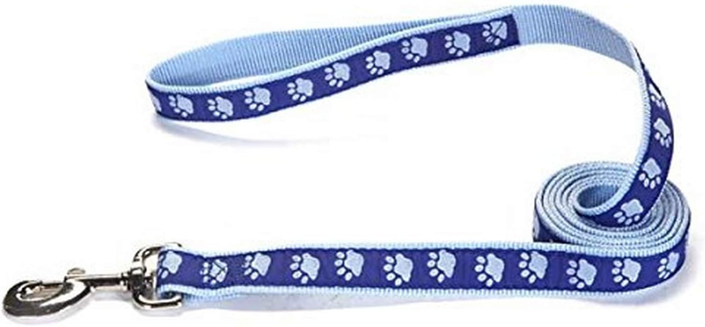 Casual Canine TwoTone Pawprint Dog Lead, 6-Foot x 1-Inch, Black