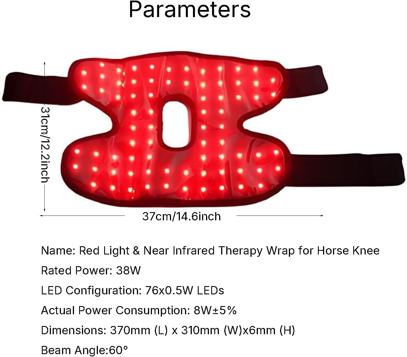 Red Light Therapy Belt for Horse Knees, Portable Equine Red Light Device for Pain Relief, Dual Wavelength 660Nm 850Nm, Adjustable Modes for Equine Joint & Muscle Recovery(1PCS)