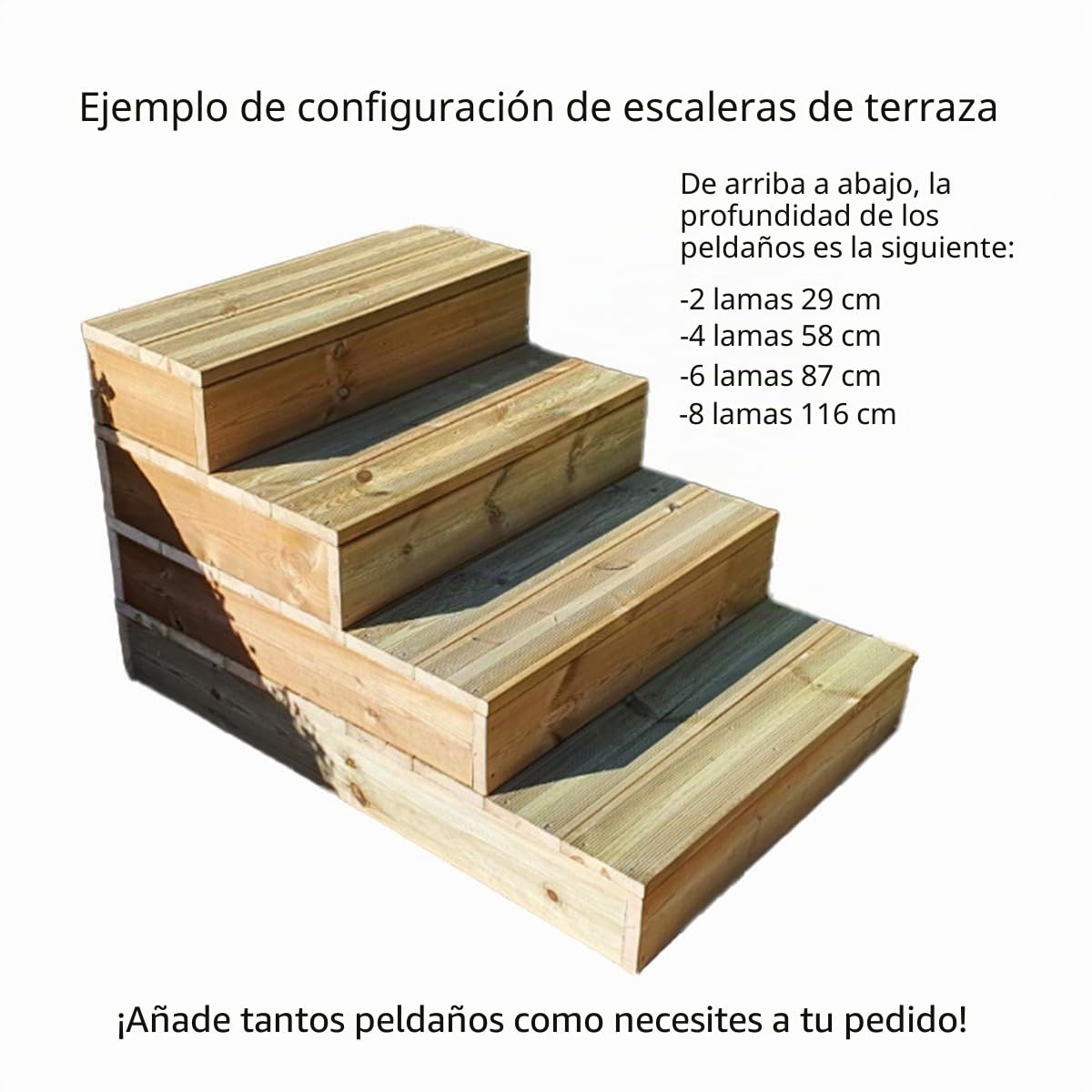 Los peldaños modulares Vinuovo permiten crear fácilmente un peldaño o una escalera exterior. -2 planchas - de 80 cm ancho - de altura 17 cm