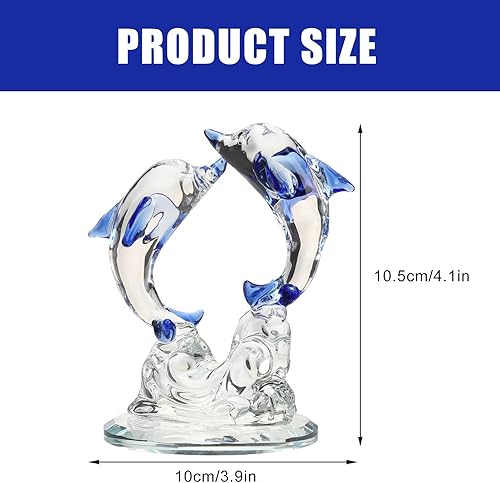 Miniatura 2 de Figura de delfín de cristal, escultura de animales del océano, adorno de escritorio para interiores, estatua decorativa ligera y compacta para sala