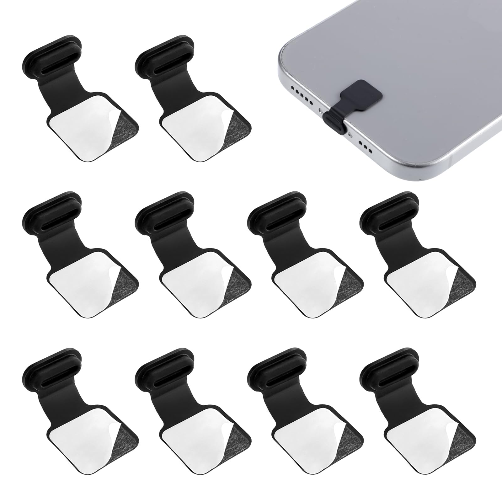 Jeffdad 10 sztuk zatyczek ochronnych USB C, zatyczki przeciwpyłowe do telefonu komórkowego, silikonowe osłony USB C, ochrona przed zgubieniem, zatyczki chroniące przed kurzem, kompatybilne z telefonem