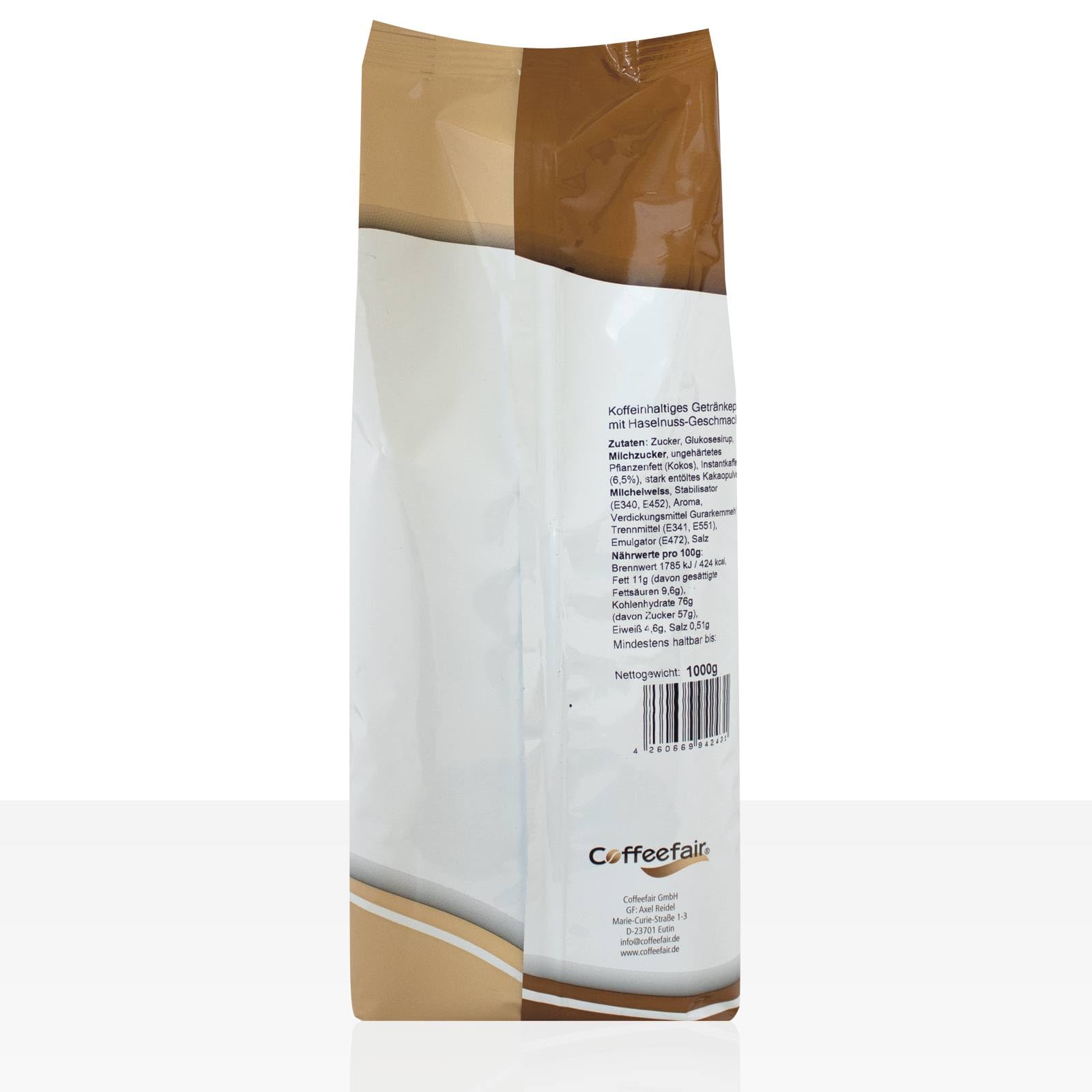 Coffeefair Cappuccino Haselnuss 10 x 1kg Instant-Getränkepulver, cremiger Cappuccino mit feiner Haselnussnote, für Automaten