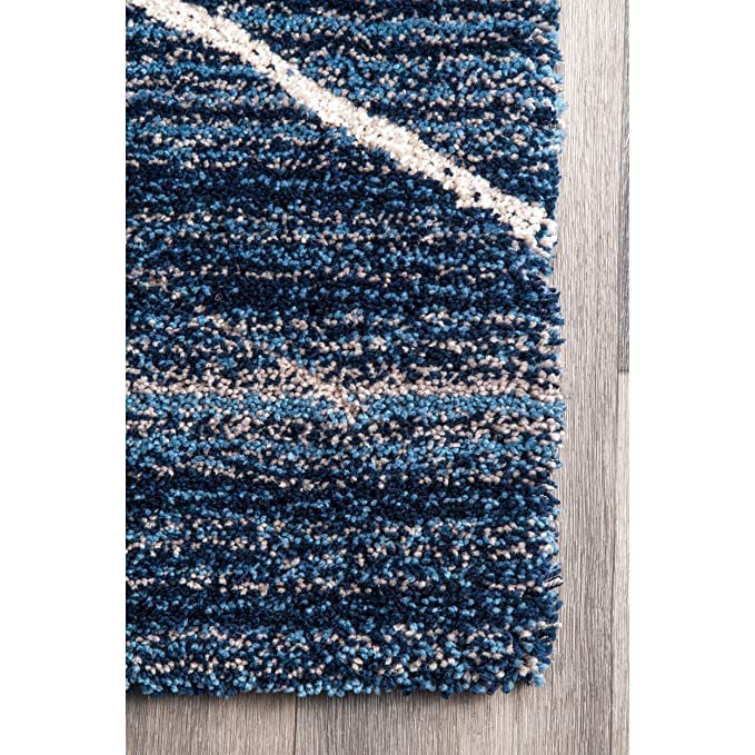 Image of Shaggy Rug for Bedroom Living Room 3X5 FEET Fluffy Plush Area Carpet with Non Slip Backing, Modern Cozy Floor Rug for Home Decor and Comfort (Luxury Mustard-Blue)