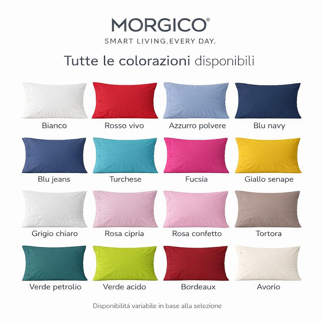 Set 2 Pezzi Federe Cuscino 52x82 cm con Bottoni in Cotone 100% Lavabile Rosa Confetto