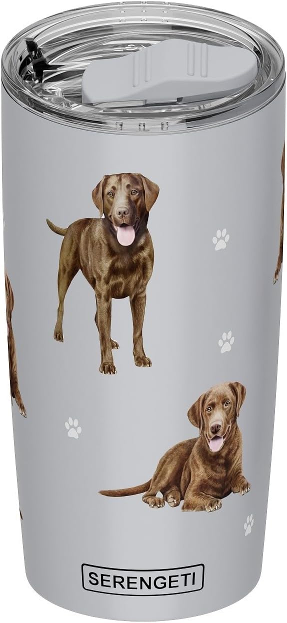 Chocolate Labrador 20 Oz. Stainless Steel, Vacuum Insulated Tumbler with Spill Proof Lid - 3D Print - Insulated Travel mug for Hot or Cold Drinks (Labrador Chocolate Tumbler)
