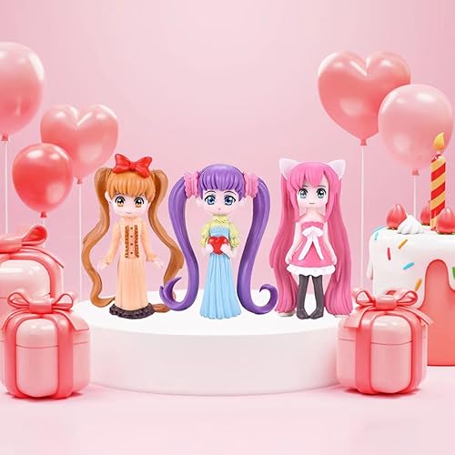 Miniatura 3 de Mini figuras de hadas de ángel, accesorios de belleza de pelo largo de dibujos animados en miniatura para decoración de pasteles, decoración del