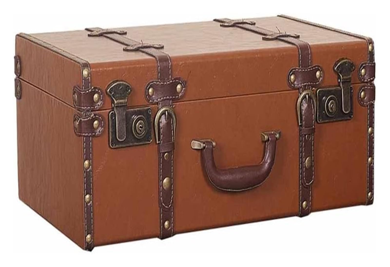 Walizka w stylu vintage, skrzynia skarbów, walizka w stylu vintage, organizer na ubrania, na okno, rekwizyty fotograficzne, pomarańczowa, 60 x 40 x 25 cm