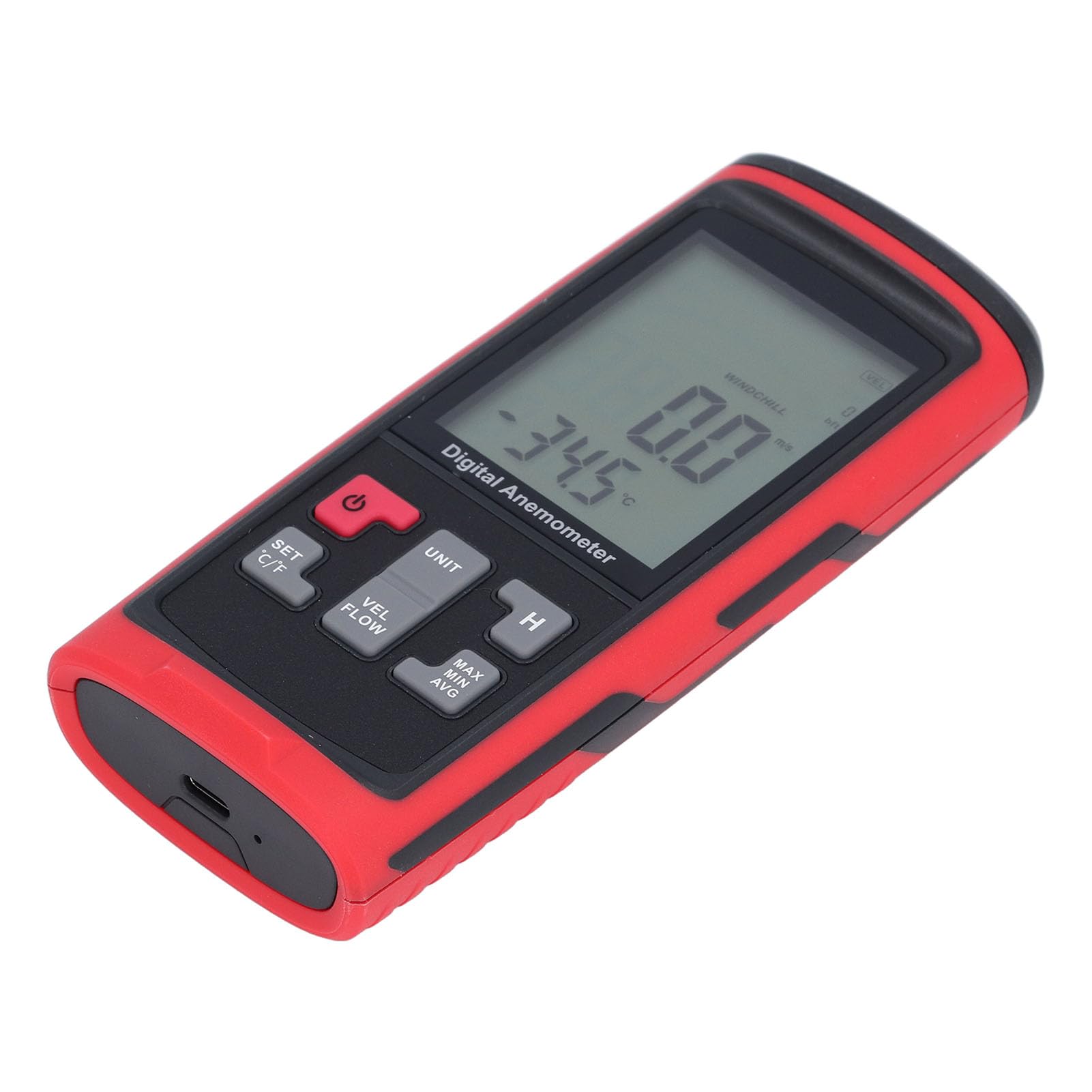 Yosoo Health Gear Digitales Anemometer, ABS-Handgerät, Windgeschwindigkeits- und Temperaturanzeige, 0 Bis 45 M S, 32 Bis 113 F, Hintergrundbeleuchtetes LCD, Ausziehbare 2,-Sonde Für HVAC, Segeln,