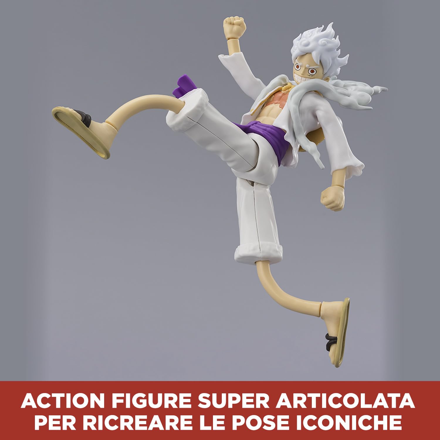 BANDAI – Anime Heroes – One Piece – Action figure 17 cm Monkey D. Rufy Gear 5 – Licenza ufficiale One Piece – Action figure snodata Luffy – Giocattolo per bambini dai 4 anni in su – 37054