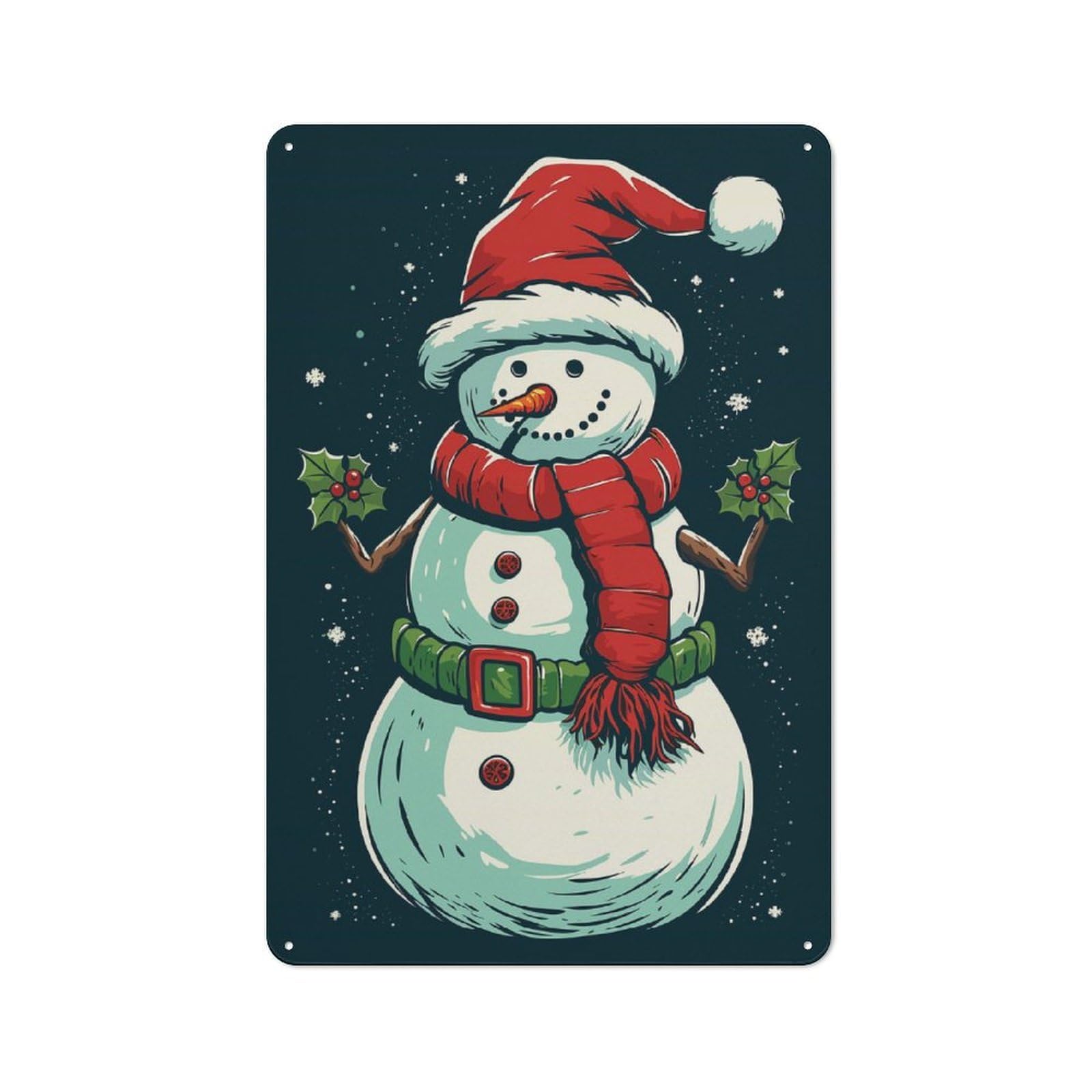 Junmoney Snowman Retro Rustic Tin Wall Plaque 30X20cm For Garage Or Workshop, For Home Interiors, Feature Walls And Decorative Displays