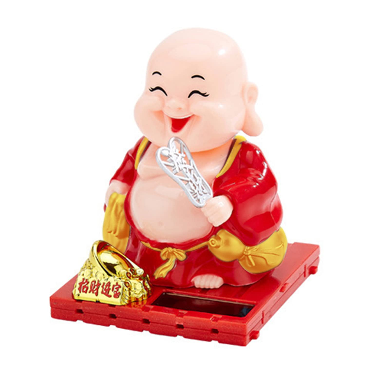 Nikou Solar Maitreya Statues, Dashboard Buddhist Sculptures Desktop Laughing Buddha Decoration for Home Office