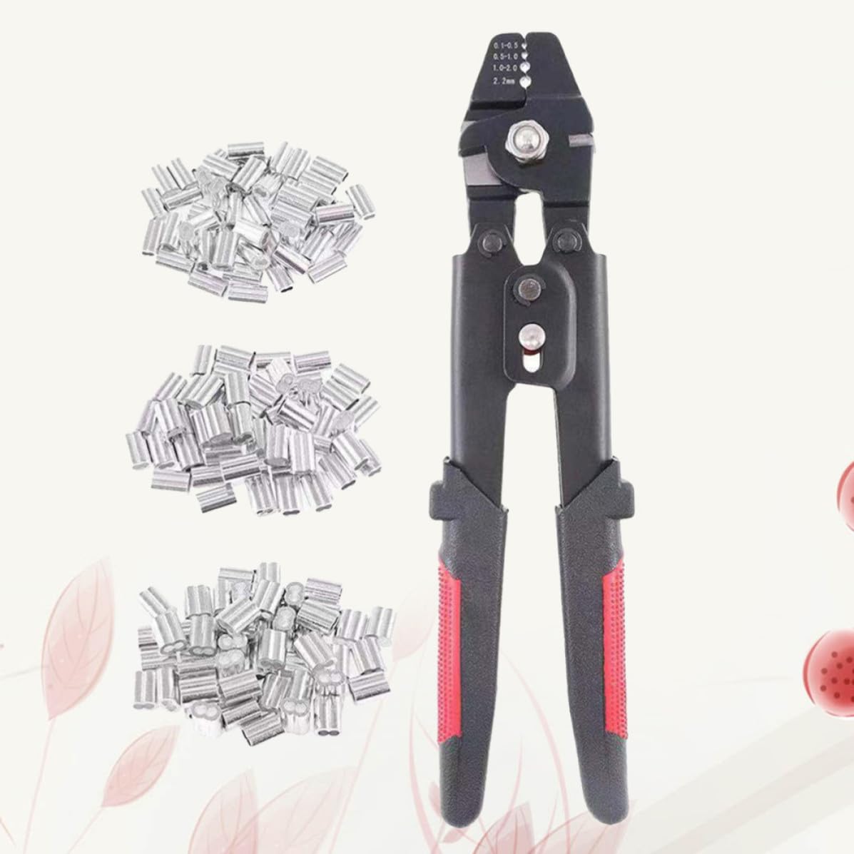 SHINEOFI Drahtcrimpwerkzeug mit 180 Aluminium Doppelhülsen M1.2/m1.5/m2, 4 Crimppositionen für Drahtseile und Kabelseile