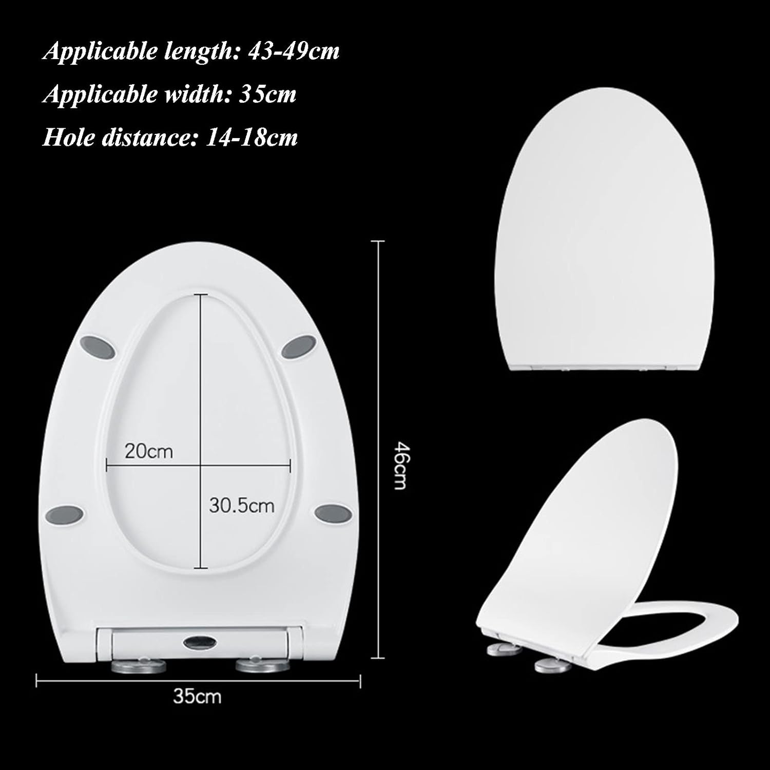 Elongated Toilet Seat, Slow Closing Toilet Seat, Oval Toilet Seat Fits Most Toilet Brands, Universal Toilet Lid Used for Home, Hotel, Hospital, School, Office Building, White
