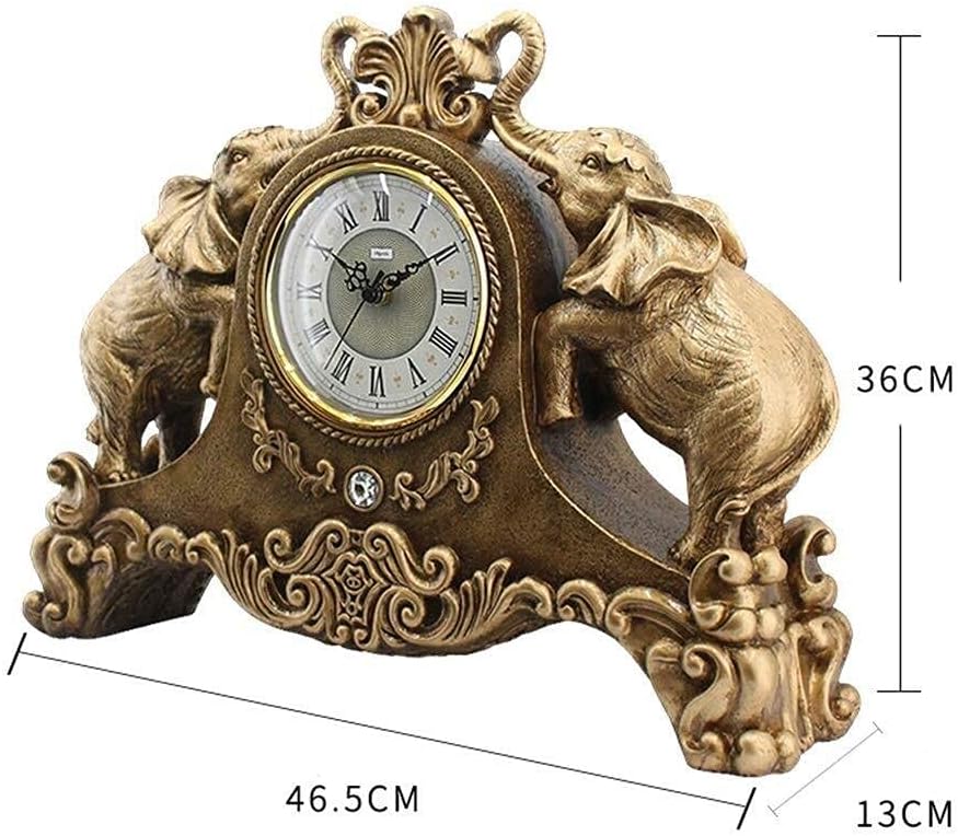 Family Clocks Mantle Clock, Elephant Silent Non Ticking Decoration for Living Room Bedside Clock Suitable for Living and Bedroom Office
