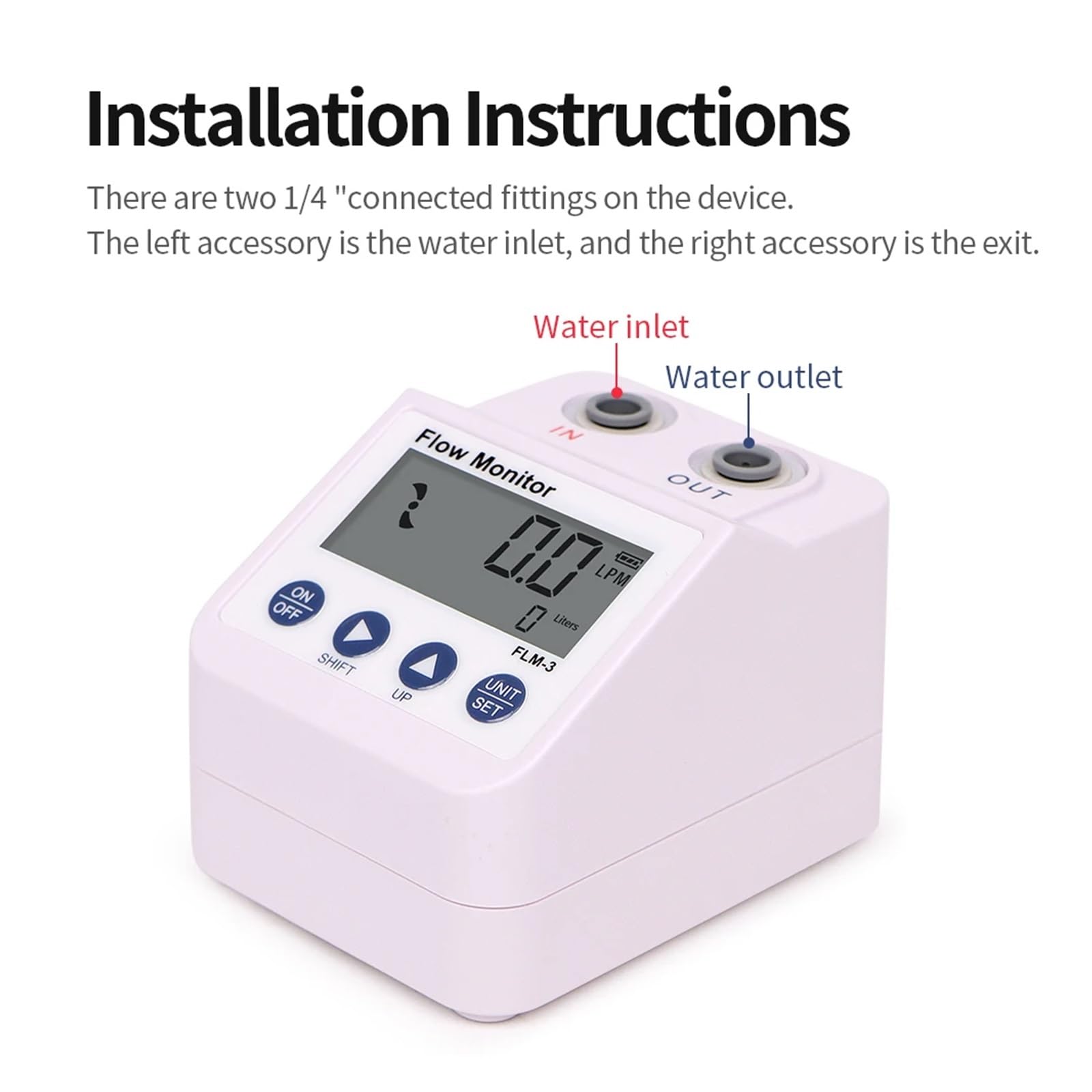 Medidor de caudal de agua, Medidor de flujo de agua Purificador de agua Medidor de flujo Alarma y función de ahorro de energía Filtro Sensor de flujo de agua Monitor 1/4 pulgada