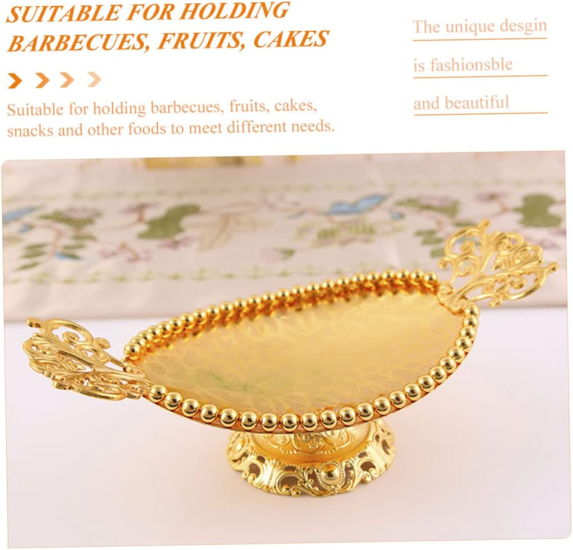 European Style Plate Xmas Golden Alloy Candy Holder for Fruits and Cakes