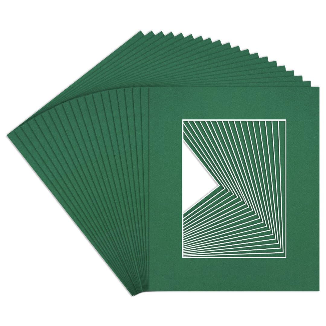Procut Global 12x10" Emerald Picture Mounts to Fit 8x6" Aperture - Precision Cut Cardboard Photo Mount - Ideal for Frames, Prints, Artwork & Certificates - Sizes & Colours Available - 20 Pack