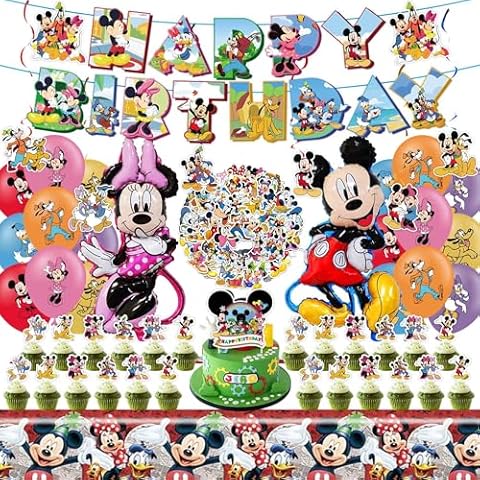 Mouse Birthday Party Supplies, Mouse Birthday Party Decorations Include Banner, Foil Balloons, Tablecloth, Latex Balloons, Stickers, Hanging Swirls, Mouse Party Decorations for Fans Cover
