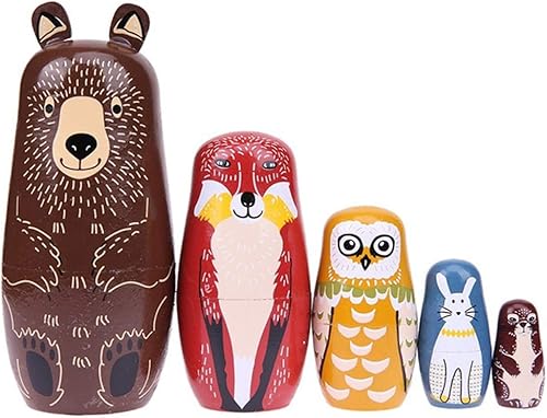 Miniatura 7 de 5 muñecas anidables de Papá Noel, muñeco de nieve, Matryoshka, muñecos de anidación para niños y adultos, figuras hechas a mano de madera, muñecas