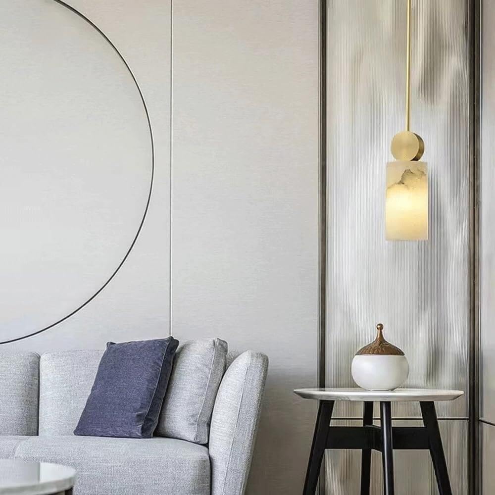 Lustre cylindre moderne marbre naturel nordique Suspension luminaire